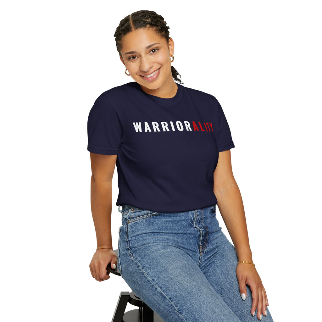 T-Shirt — "WARRIORALITY" Front / "Your Alarm Is A Call To Battle" Back - Motivational Gym Tee