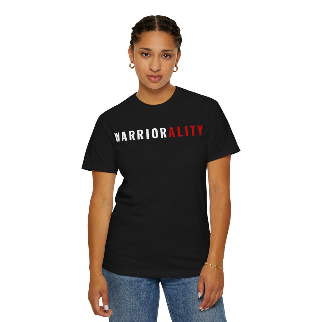 T-Shirt — "WARRIORALITY" Front / "Your Alarm Is A Call To Battle" Back - Motivational Gym Tee