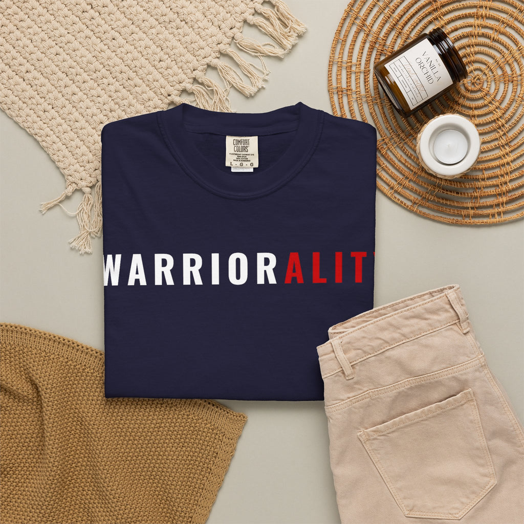 T-Shirt — "WARRIORALITY" Front / "Your Alarm Is A Call To Battle" Back - Motivational Gym Tee