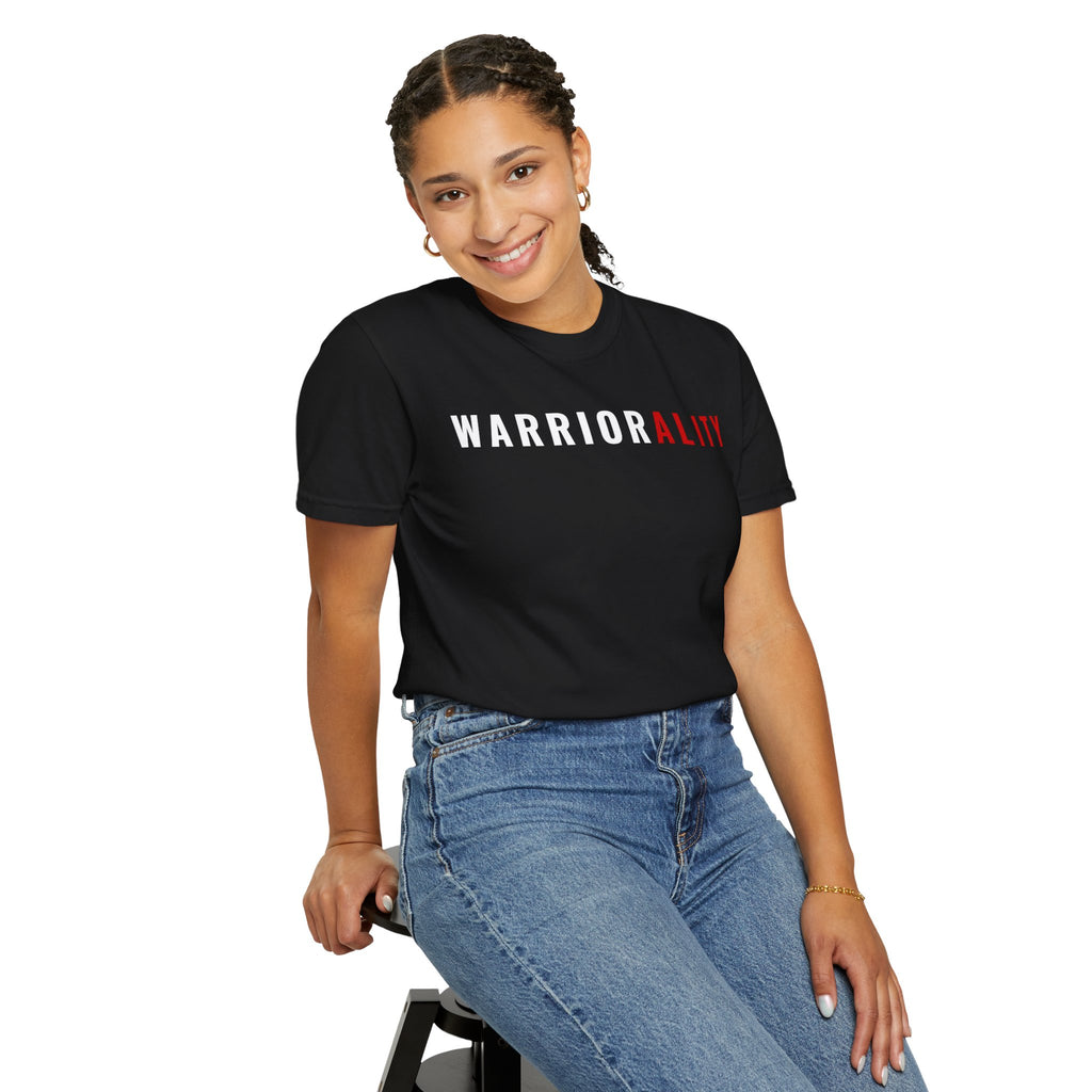T-Shirt — "WARRIORALITY" Front / "Your Alarm Is A Call To Battle" Back - Motivational Gym Tee